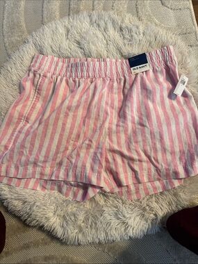 Old Navy Pink & White Vertical Stripe High-Waist Women’s Shorts